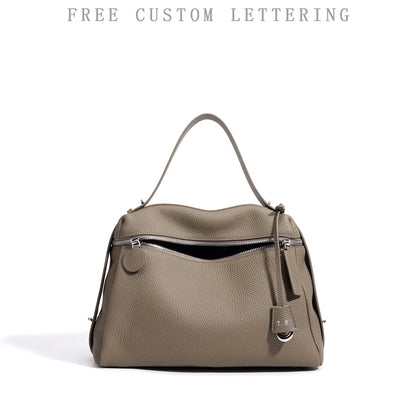 First Layer Cow Leather 33cm Tote Bag Fashionable Women's Bag New Design Large Capacity Soft Portable Shoulder Crossbody Bag