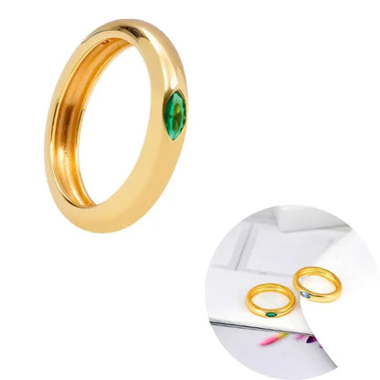 24K Gold Plated Colorful Crystal Gold Rings Turquoise Engagement Wedding Anniversary Ring Light Luxury Fashion Jewelry Gifts A40