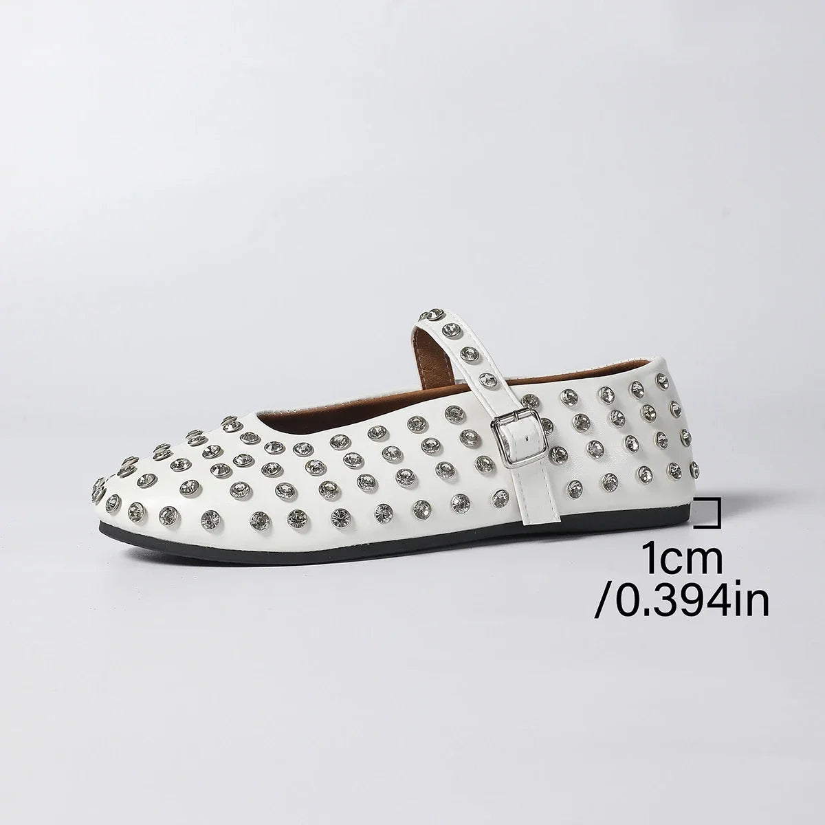 Women's Flat Dress Shoes Bottom Mary Jane Water Diamond Casual Dancing Shoes Genuine Leather Single Shoes Luxury Ballet Flats