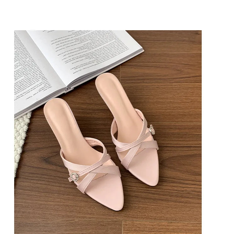 Sexy High Heels Slippers Pointed Toe Heels Shoes for Woman Sandals Luxury Dress Slides Elegant Pumps Party Mujer Flip Flops