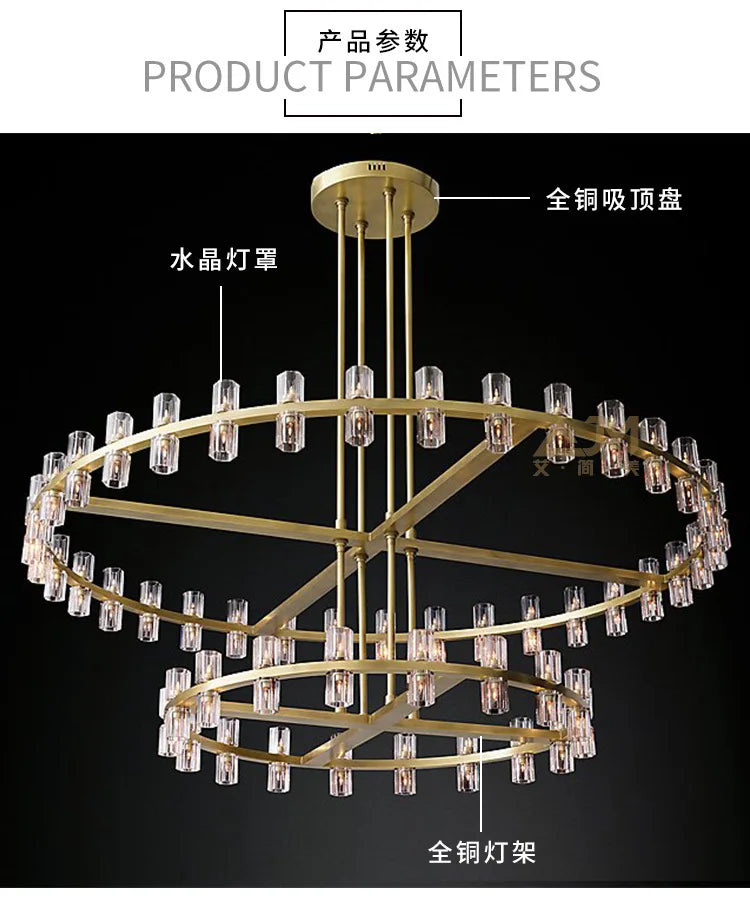 Villa Duplex Chandelier New Light Luxury Light Post Modern Crystal Chandelier Light Luxury For Living Room Lamp Home Decoration