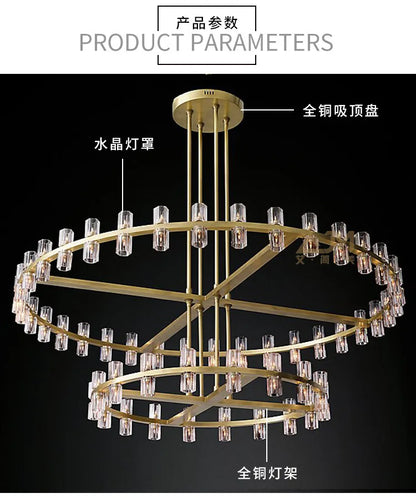 Villa Duplex Chandelier New Light Luxury Light Post Modern Crystal Chandelier Light Luxury For Living Room Lamp Home Decoration