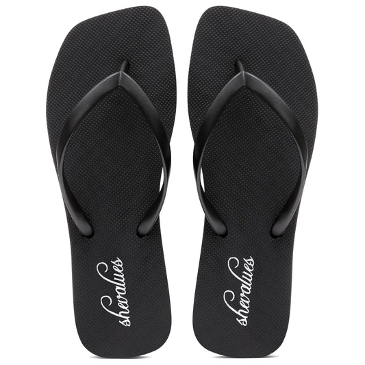 Evshine Women's Square Toe Flip Flops Summer New Comfort Rubber Beach Thong Sandals Lightweight Pool Slides Bath Shower Slippers