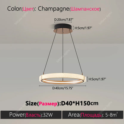 Modern design creative round simple chandelier ring Lights suitable for living room bedroom restaurant home round Pendant Lights