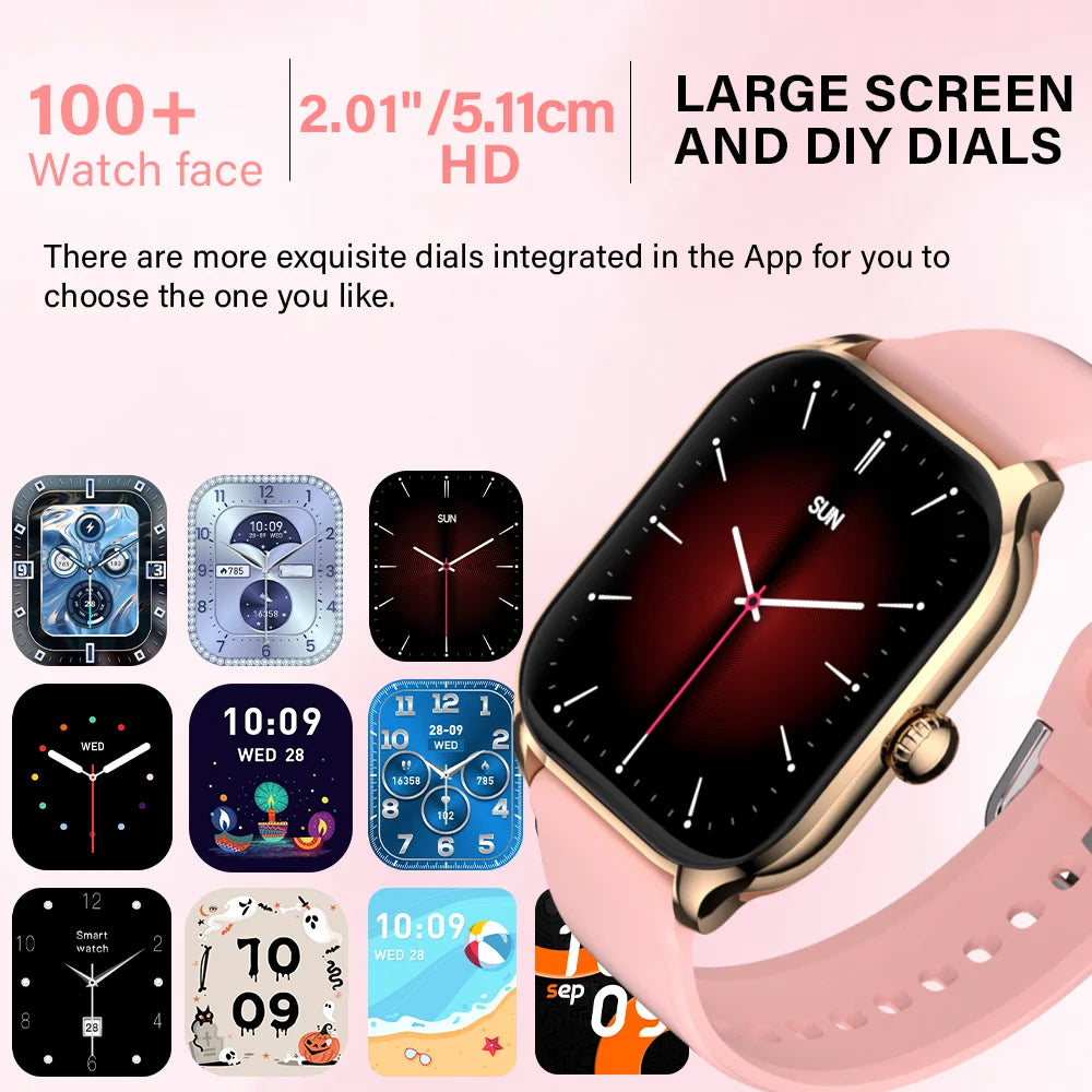 LAXASFIT H9 Smart Watch Men Women Sports Fitness Tracker 2.01 inch HD Screen Bluetooth Talking Smart Watch For Android IOS