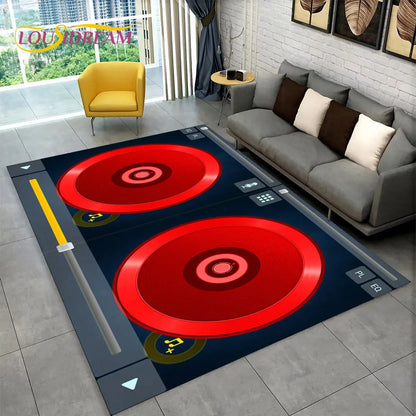 3D DJ Music Screen Keyboard Area Rug,Carpet Rug for Living Room Bedroom Sofa Doormat Hallway Decor,Sport Yoga Non-slip Floor Mat