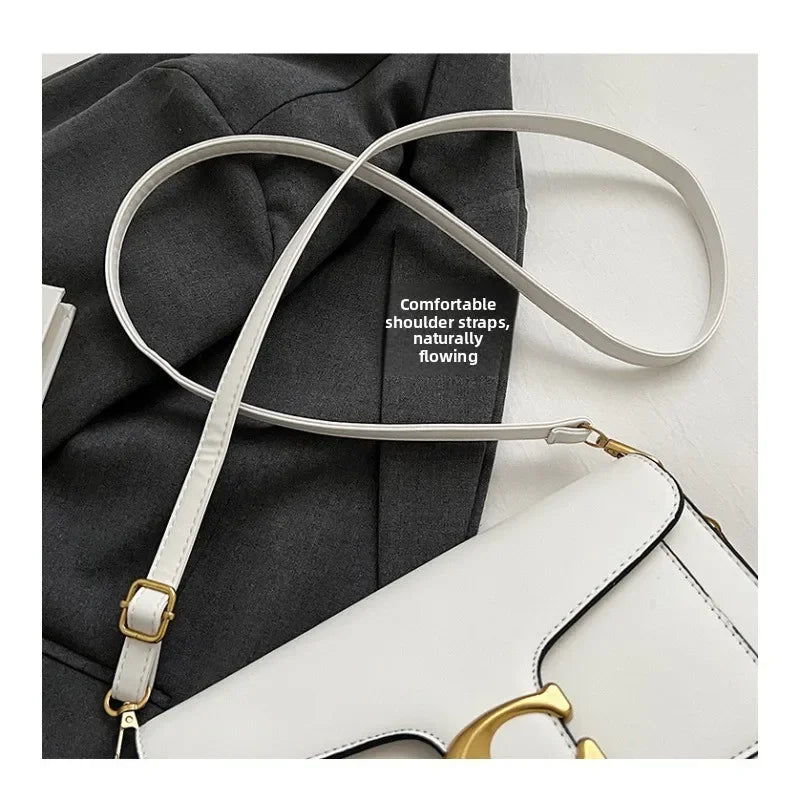 26 New Niche Bag Women's Premium Texture Solid Color Simple and Versatile Small Square & Commuter Multi-Compartment Shoulder Bag
