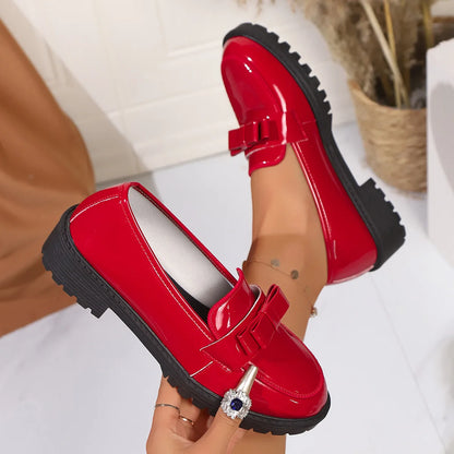European and American Luxury Womens Leather Shoes Autumn New Outdoor Leisure Loafers Fashion Lacquer Leather Women's Shoes