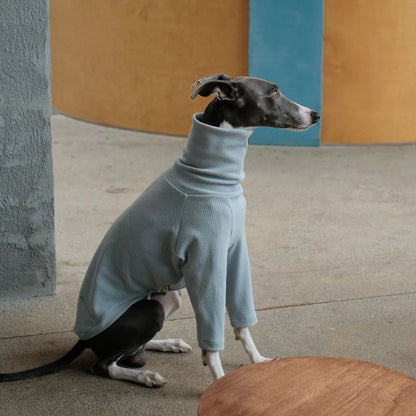 Spring Clothing for Italy Greyhound  Autumn Soft High-Neck Cotton Grey T-shirt for Whippet Winter Long Sleeved Pajamas for Dogs
