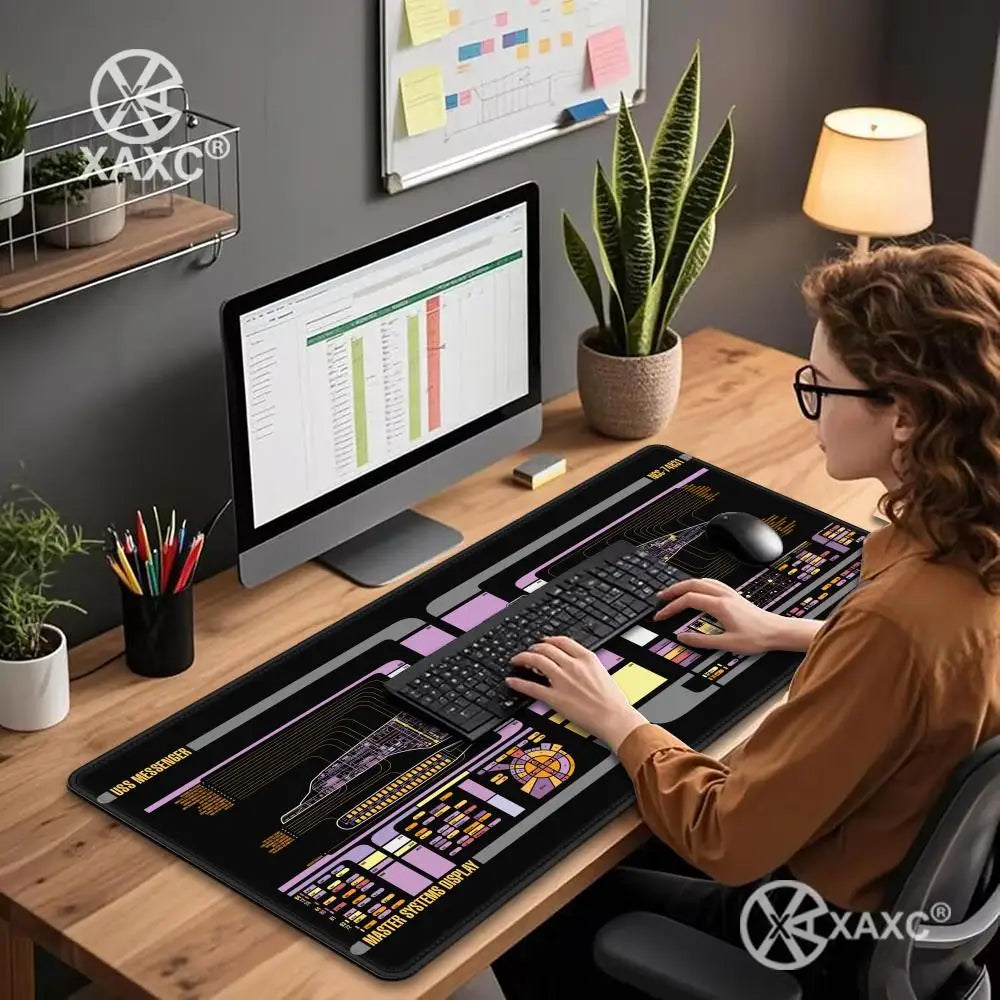 Black S-Stars T-Treks Mouse Pad Large Keyboard Mouse Desk Pad XXL Non-Slip Rubber Gaming Mouse Pad Laptop Mouse Carpet XAXC