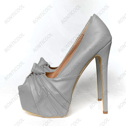 Ronticool New Fashion Women Platform Pumps Stiletto Heels Peep Toe Gorgeous Gold Party Shoes US Plus Size 5-20