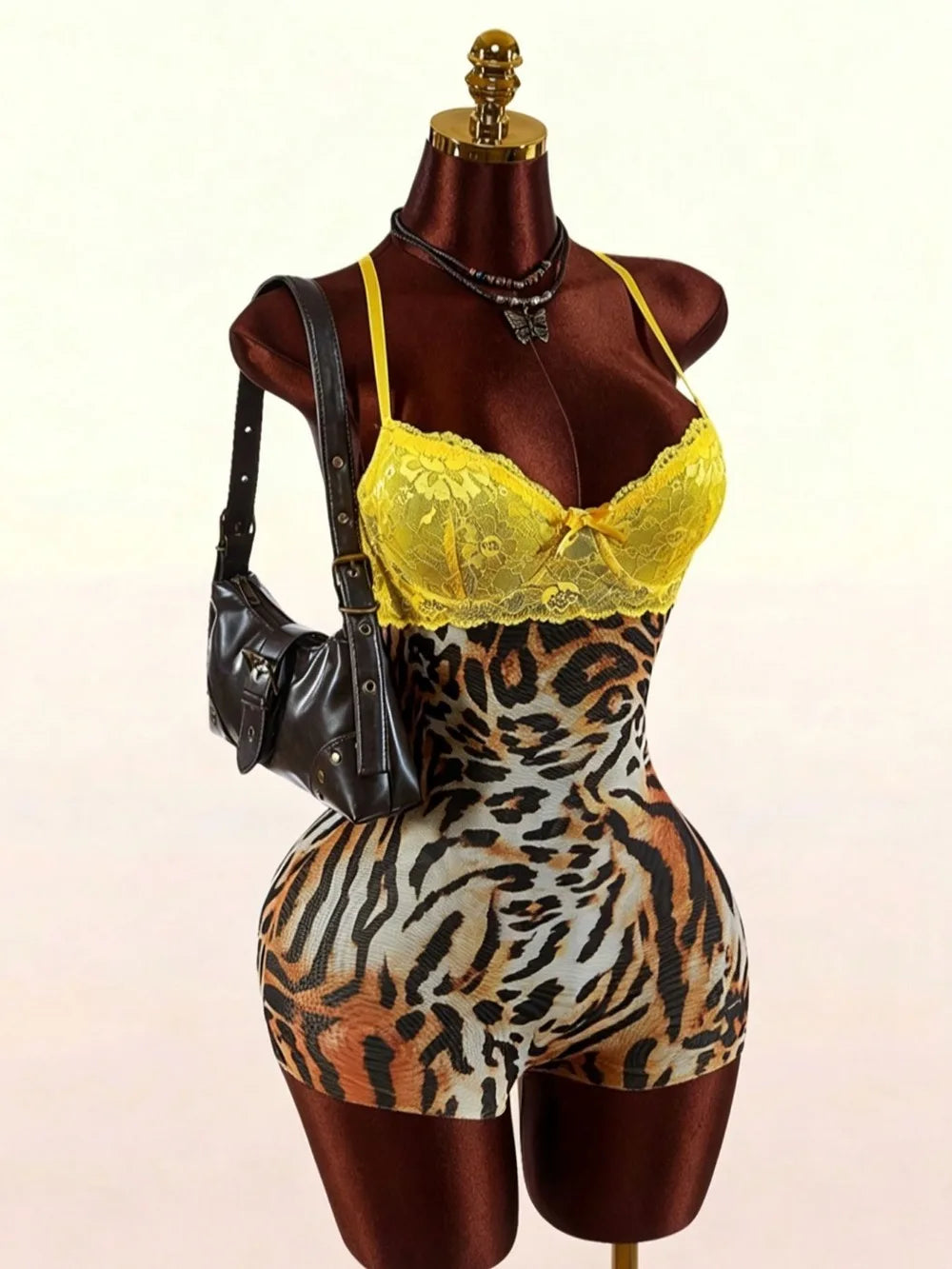 HLJ&GG Vintage Flowers Print Mesh Spaghetti Strap Bodycon One Piece Rompers Women V Neck Sleeveless Jumpsuits Fashion Overalls