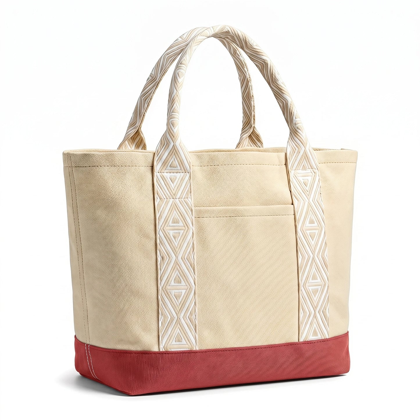 Women 16oz Heavy Duty Canvas Tote Bag Jacquard Handle Card Slot TSA Security Work Student Beach Travel Shoulder Gift Handbag