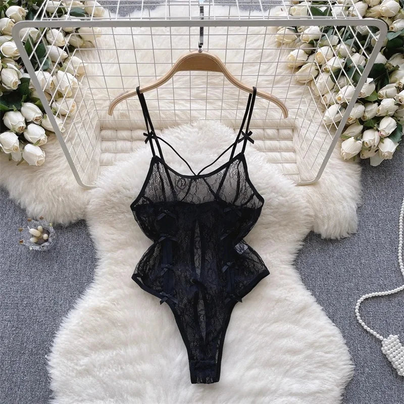 Cute Sweet Trend Cartoon Printed Jumpsuit Half High Collar Sleeveless Slim Fit Lingerie Bodycon Bodysuit Rompers Pajama Catsuits