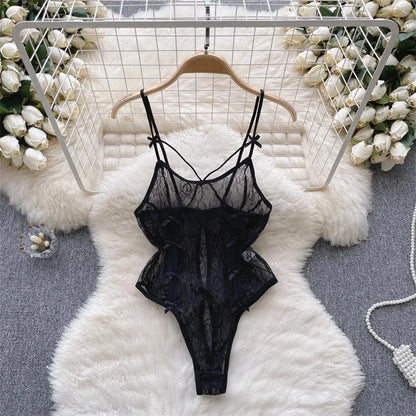 Cute Sweet Trend Cartoon Printed Jumpsuit Half High Collar Sleeveless Slim Fit Lingerie Bodycon Bodysuit Rompers Pajama Catsuits