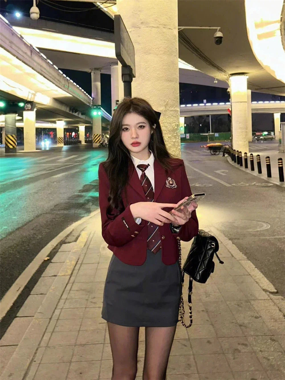 Korean Style Girls JK Uniform Suit Daily Red Blazer Coat Sexy Slim JK Wrap Buttock Skirt Women Preppy Summer School Uniform Suit