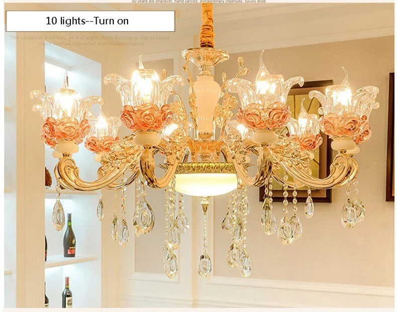 Luxury Living Room Chandelier Crystals Glass Hall Main Pendant Lamps Restaurant Bedroom French Creative Hanging Light Luminaire