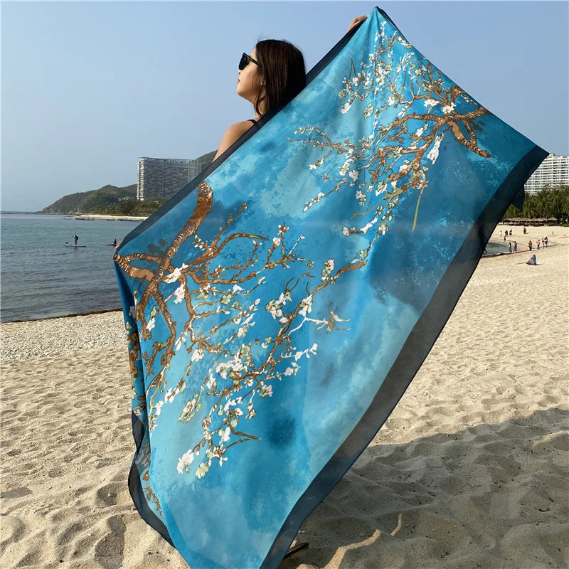 Beach Scarf Women Luxury Designer Tree Print Shawls Travel Long Foulard Female Sun Protection Wraps New YD0861