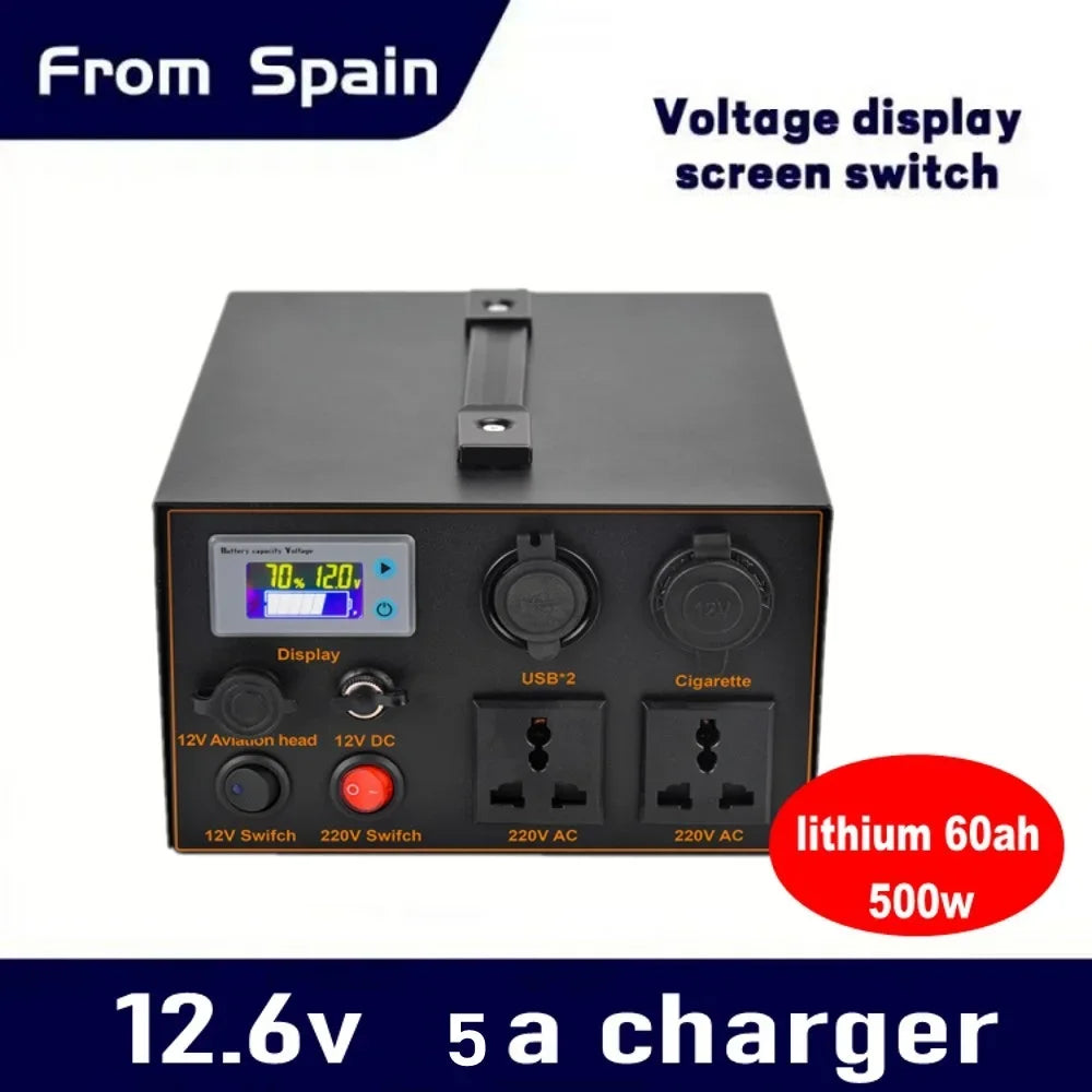 12v50AH Lifepo4 battery Portable power station 60AH Lithium Inverter 220V 500W For Outdoor Camping available mobile 30AH 25AH