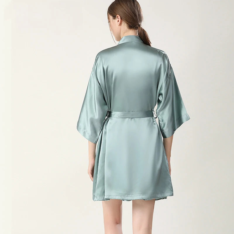 100% Real Silk Pajamas for Women Summer Two-Piece Set Sexy Cami Nightgown & Robe Set Mulberry Silk Sleepwear Autumn Winter