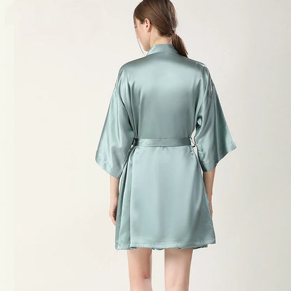 100% Real Silk Pajamas for Women Summer Two-Piece Set Sexy Cami Nightgown & Robe Set Mulberry Silk Sleepwear Autumn Winter