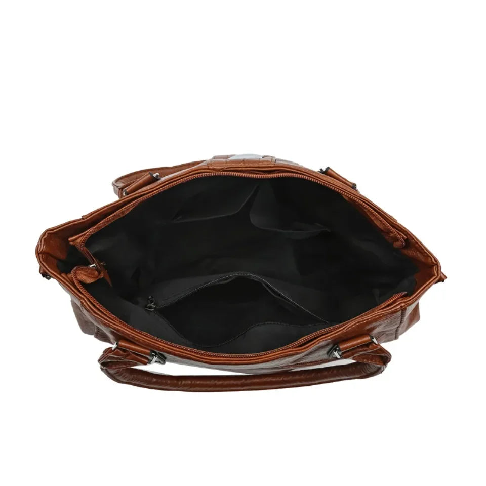 New Soft Leather Handbag For Women Vintage Shoulder Tote Bag Luxury Designer Ladies Large Capacity Purse Commute Bags Sac A Main
