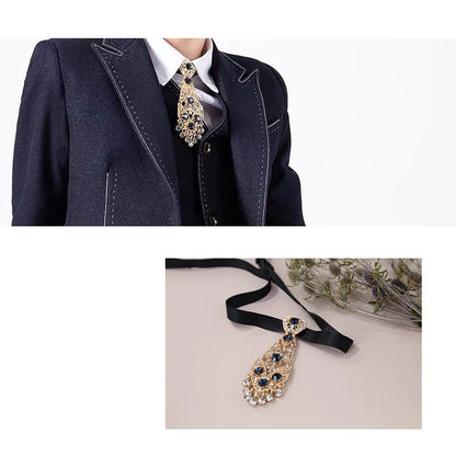 Diamond Tie Man Nacklace Personality Crystal Neckties Wedding Gentleman Metal Diamond Tie Clip Luxury Men Collar Accessories
