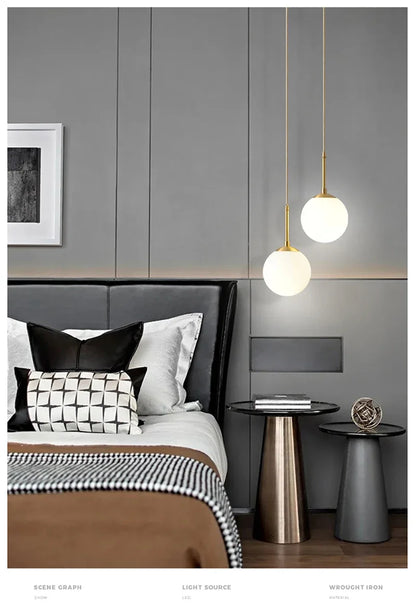 LED Glass Ball Pendant Lamp Chandelier Lights Home Indoor Kitchen Island Restaurant Bar Table Decor Hanging Suspension