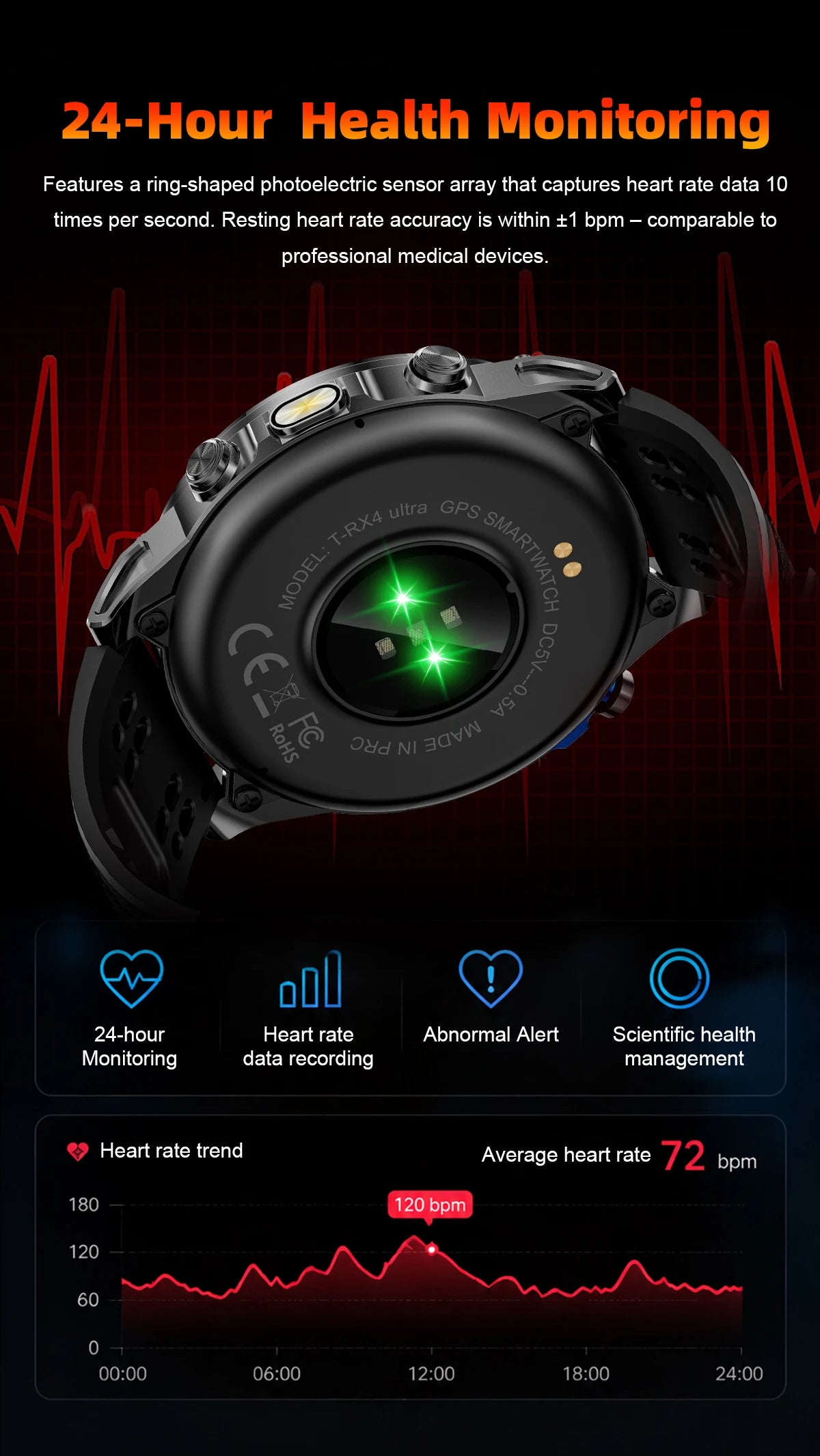 2026 New Military T-RX4 Ultra GPS Smart Watch Men 10ATM Waterproof Compass Flashlight Bluetooth Call Sports tracker Smartwatch