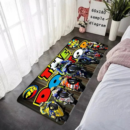 Valentino Rossi 46 The Doctor Runner Rug MotoGP Themed Non Slip Long Floor Mat for Bedroom Living Room