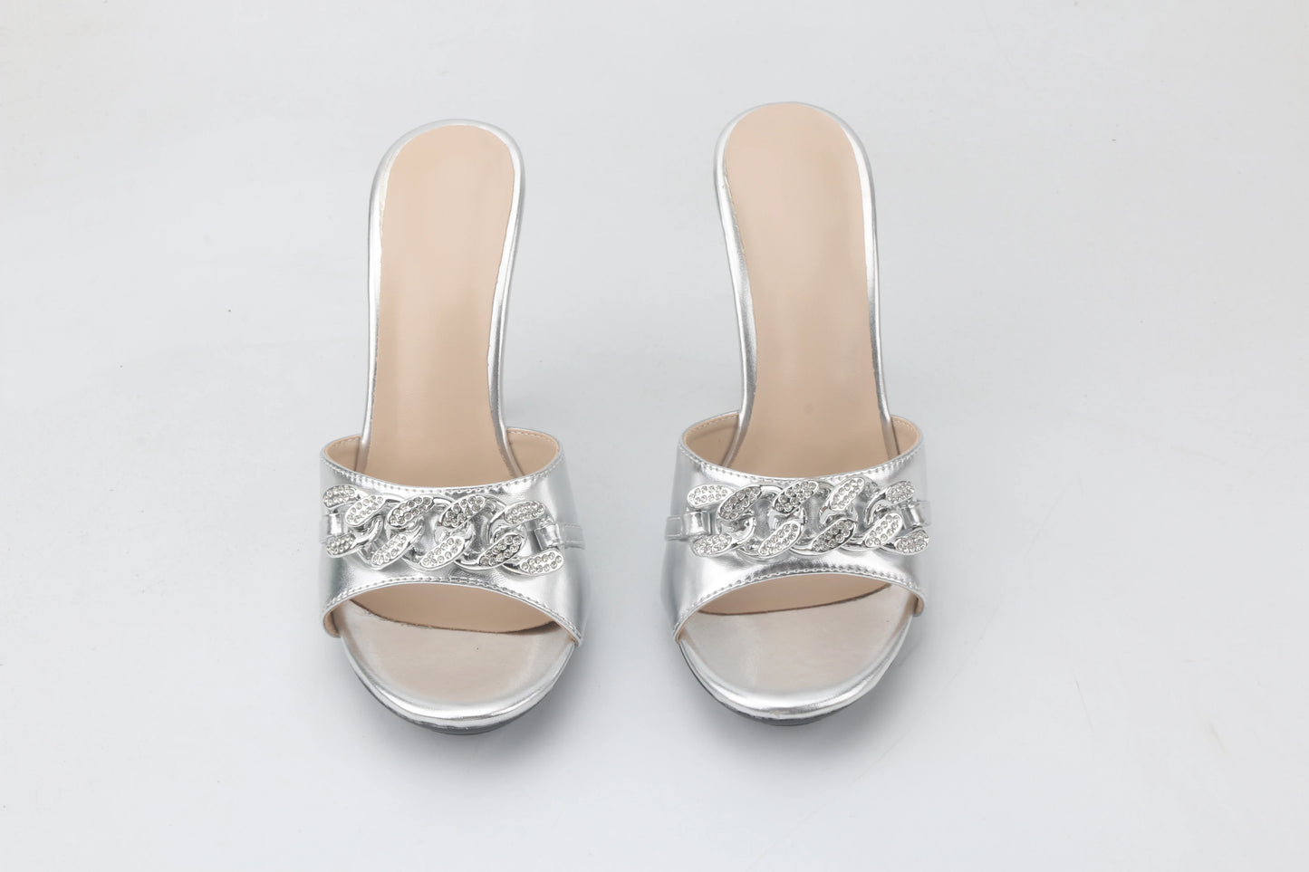 Female Summer High Heels Sexy Open Toes Slippers Luxury Rhinestone Party Dress Shoes Black Slides Sandals Women Mules Plus Size