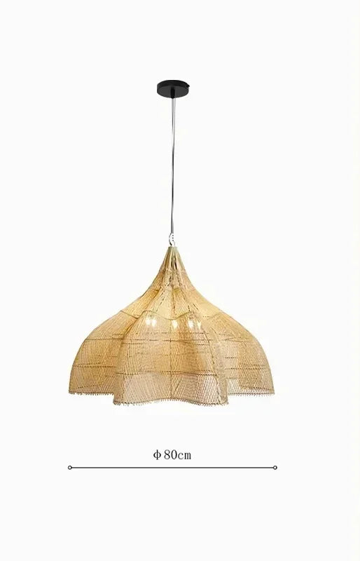 Japanese Style Wabi-sabi Retro Rattan Chandelier Creative Living Room Restaurant Box Pendants LIghts Hotel Living Room Lamps LED