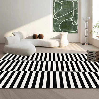 Light Luxury Black and White Striped Rug Modern Large Area Living Room Sofa Rugs Simple Bedroom Decor Carpet Home Room Carpets