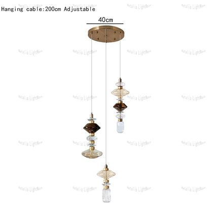 Creative Design Trendy Modern Glass Lamp Modern Home Decor Living Room Pendant Lights LED Foyer Hanging Lamp Long Table Lustre