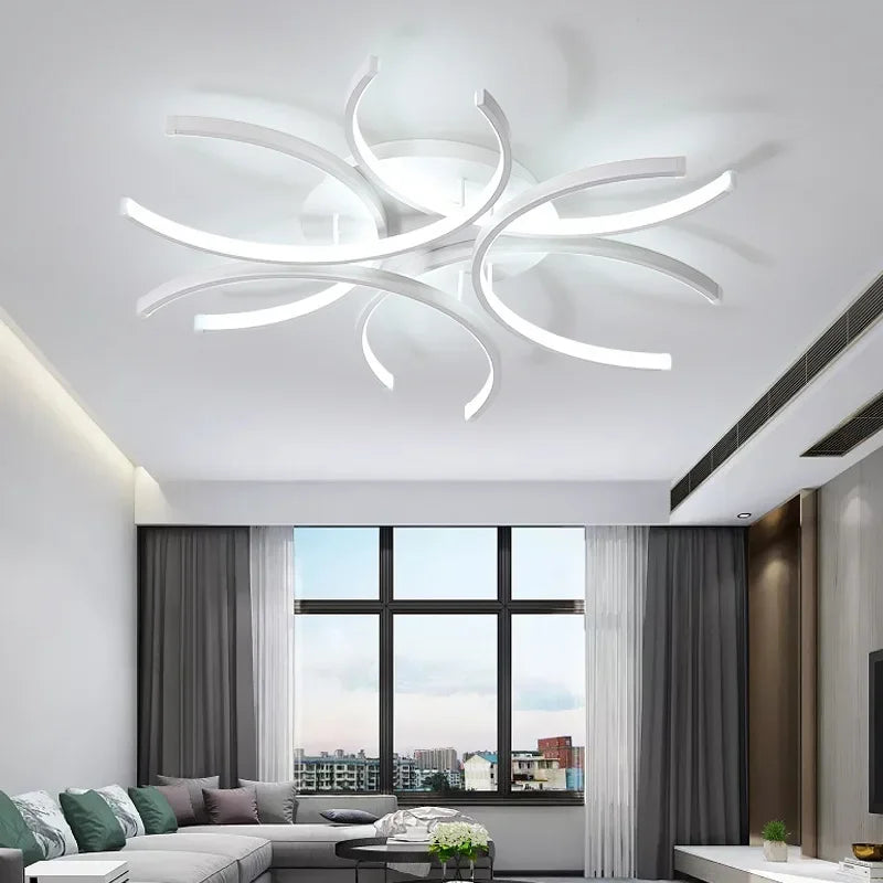 Modern Led Chandelier Lights White Ceiling Lamp Bedroom Circle Attic Living Dining Room Kitchen Interior Light Fixture