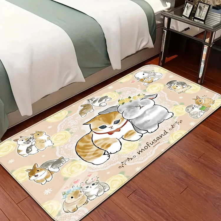 Funny Cat M-Mofusand  Floor Mat Bathroom Mat Kids Room Bedroom Decoration Anti-Slip Doormat Living Room Bedside Area Rugs