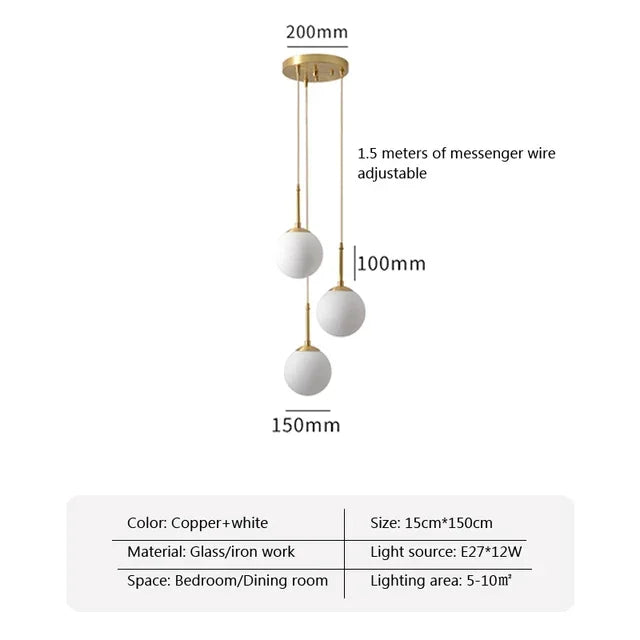 LED Glass Ball Pendant Lamp Chandelier Lights Home Indoor Kitchen Island Restaurant Bar Table Decor Hanging Suspension