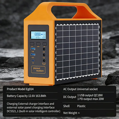 100W/150W Portable Solar Power Station with LED Light & Solar Panel 220V 110V Power Supply Solar Generator Outdoor Backup Power