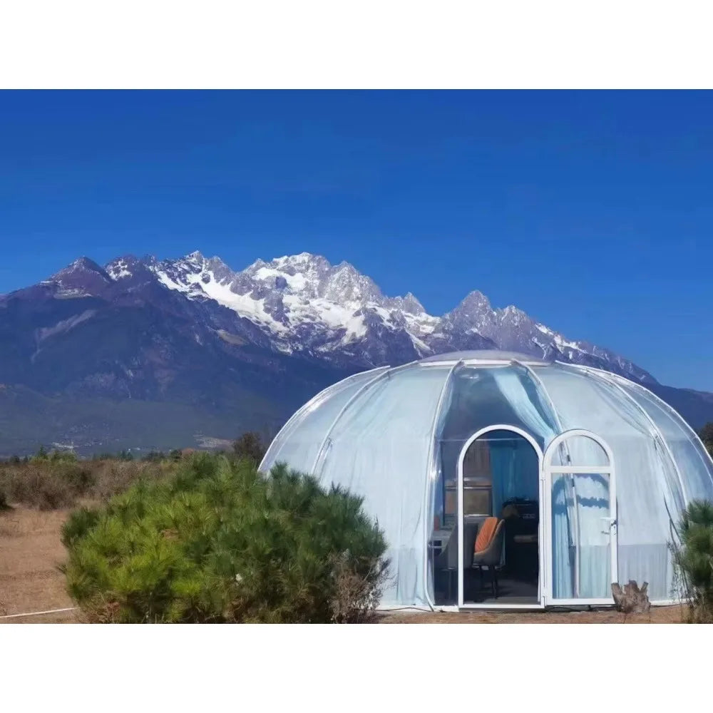 Clear Igloo Geodesic Dome Bubble Tent Detachable Modern Design Aviation Aluminum Alloy Sound Heat Insulation Bubble House