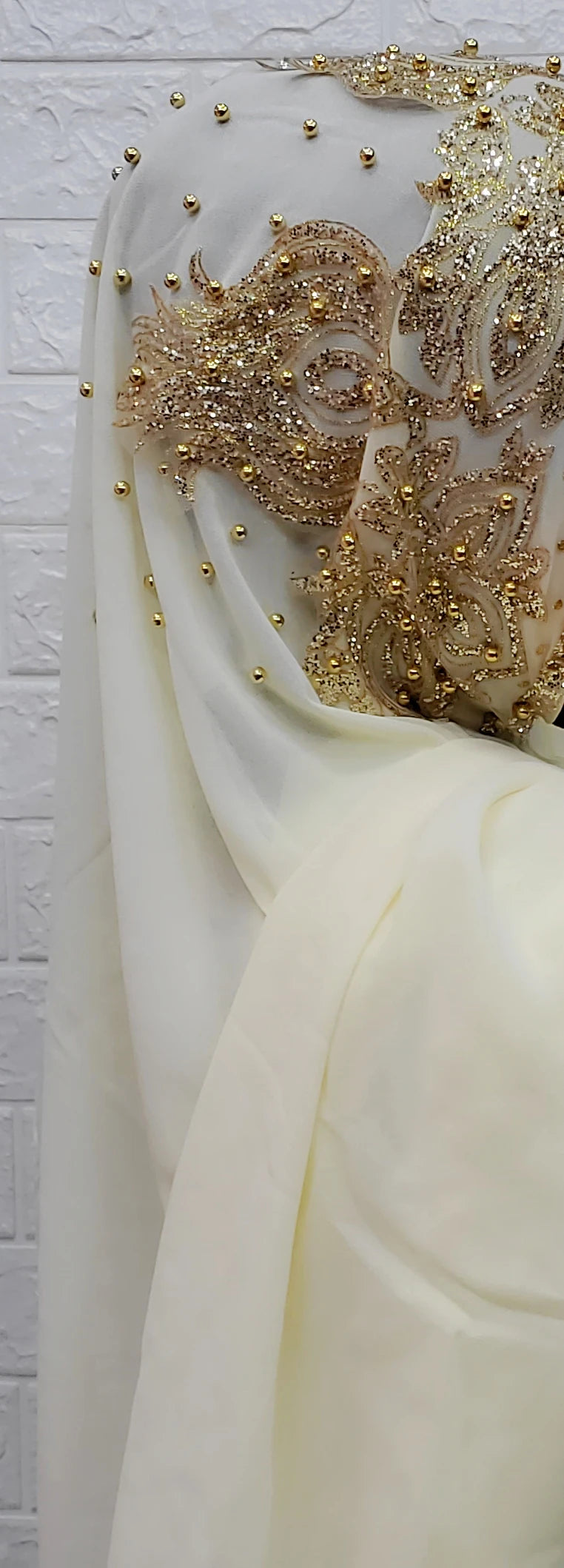 Chiffon Hijab Scarf Muslim Islamic Hijabs Scarves for Woman Long Headwraps with Bead Head Scarf Shawl Wrap Prayer Turbante