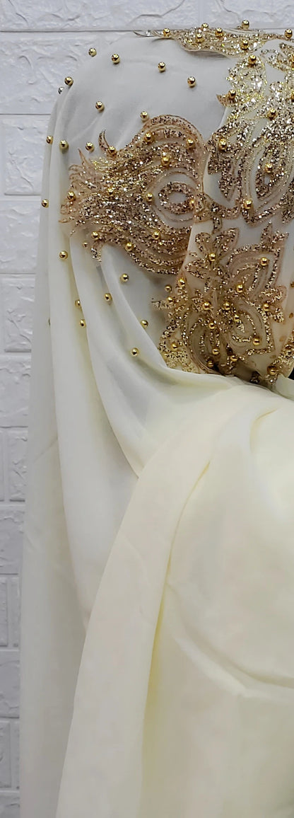 Chiffon Hijab Scarf Muslim Islamic Hijabs Scarves for Woman Long Headwraps with Bead Head Scarf Shawl Wrap Prayer Turbante