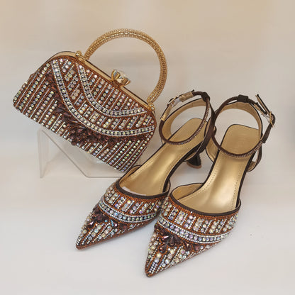 Ladies High Quality Women's Pumps And Bag Italian Fashion Design Green Colors Bag And Heels Shoes For Nigeria Wedding Party