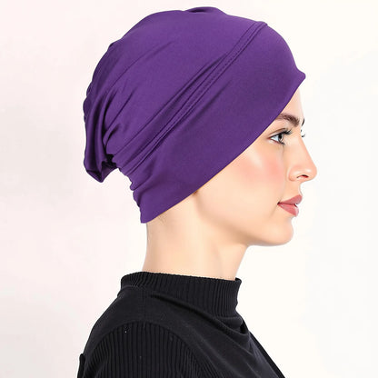 Soft Modal Inner Hijab Cap Muslim Stretch Turban Cap Islamic Underscarf Bonnet Hat Female Headband Tube Cap Turbante