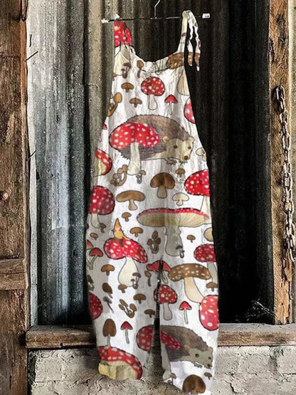 Suspenders Jumpsuits Women Print One Piece Pocket Overalls Sling Long Pants Casual Loose High Waist Rompers Y2k Streetwear 2025