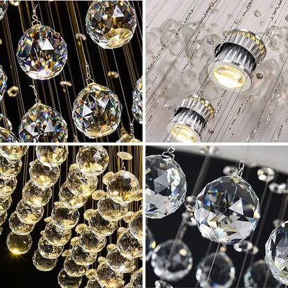 Modern Luxury Spiral Crystal Ceiling Fixture Long Cascading Crystal Design for Duplex Stairwell High Ceiling Home Lighting