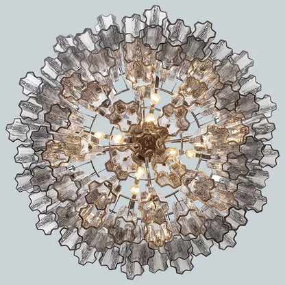 Round Murano Glass Ceiling Chandelier For Dining Living Room Bedroom Foyer Amber Glass Crystal Tube Hanging Chandelier Lights