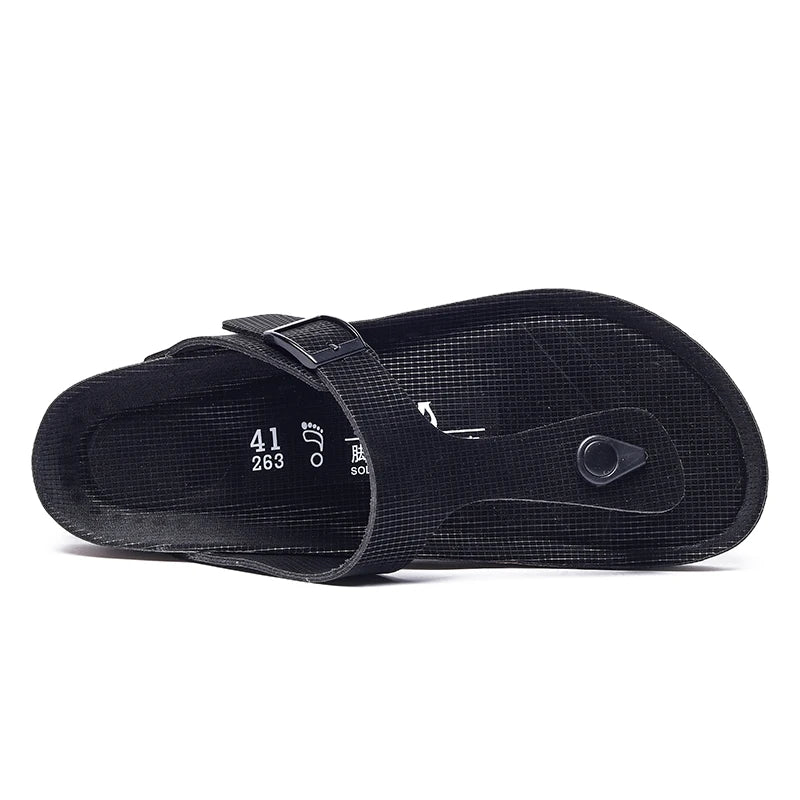 All-match Flats Beach Slippers Mens Thick Sole Men Cork Luxury Sandals Beach Vacation Comfort Shoes Slip on Flip Flops for Men