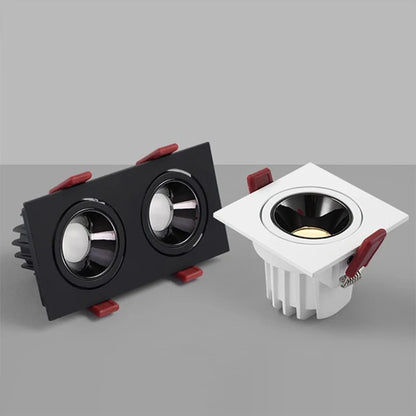 Recessed LED Ceiling Lamp 9W 12W 15W Single/Double Head LED Spot Lights COB Anti-Glare Downlight For Home Office Store Indoor