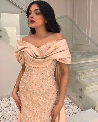 Customized Elegant Ruched Off the Shoulder Sheath Prom Dresses Floor Length Sequin Short Formal Evening Gowns платье на выпускно