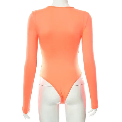 Summer New Women's Jumpsuit Solid Color Cross Hollow Long Sleeve Revealed Waist Slimming Smooths Your Silhouette